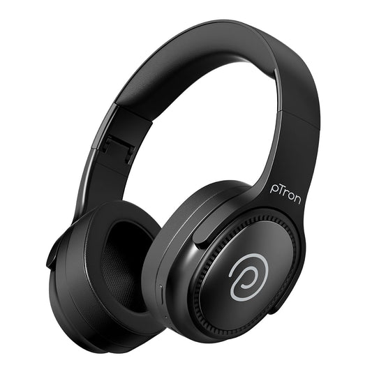 pTron Studio Pro w/ 65Hrs Playtime, Wireless Over Ear Headphones w/HD Mic & TruTalk AI-ENC Calls, Low-Latency Game & Music, 40mm Drivers, BT5.4, Dual Device Pairing & Type-C Fast Charging (Beige)