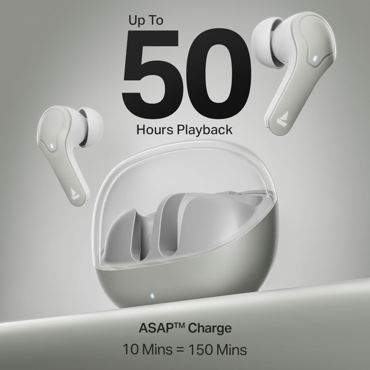 Boat Airdopes Plus 311, Glass Design, ENx Tech, Fast Charge, 50 Hrs Battery, Stream Ad Free Music via App Support Bluetooth Earbuds, TWS Ear Buds Wireless Earphones with mic (Charcoal Black)