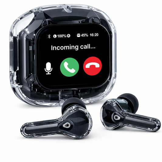 pTron Bassbuds NX TWS Ear Buds w/Smart Touch Display, 55hrs Playtime, Dual Mics, TruTalk AI-ENC Calls, 5 Music Equalisers, BTv6.0, Voice Assistant, Type C Charging, IPX5 Water Resistant (Pearl Black)