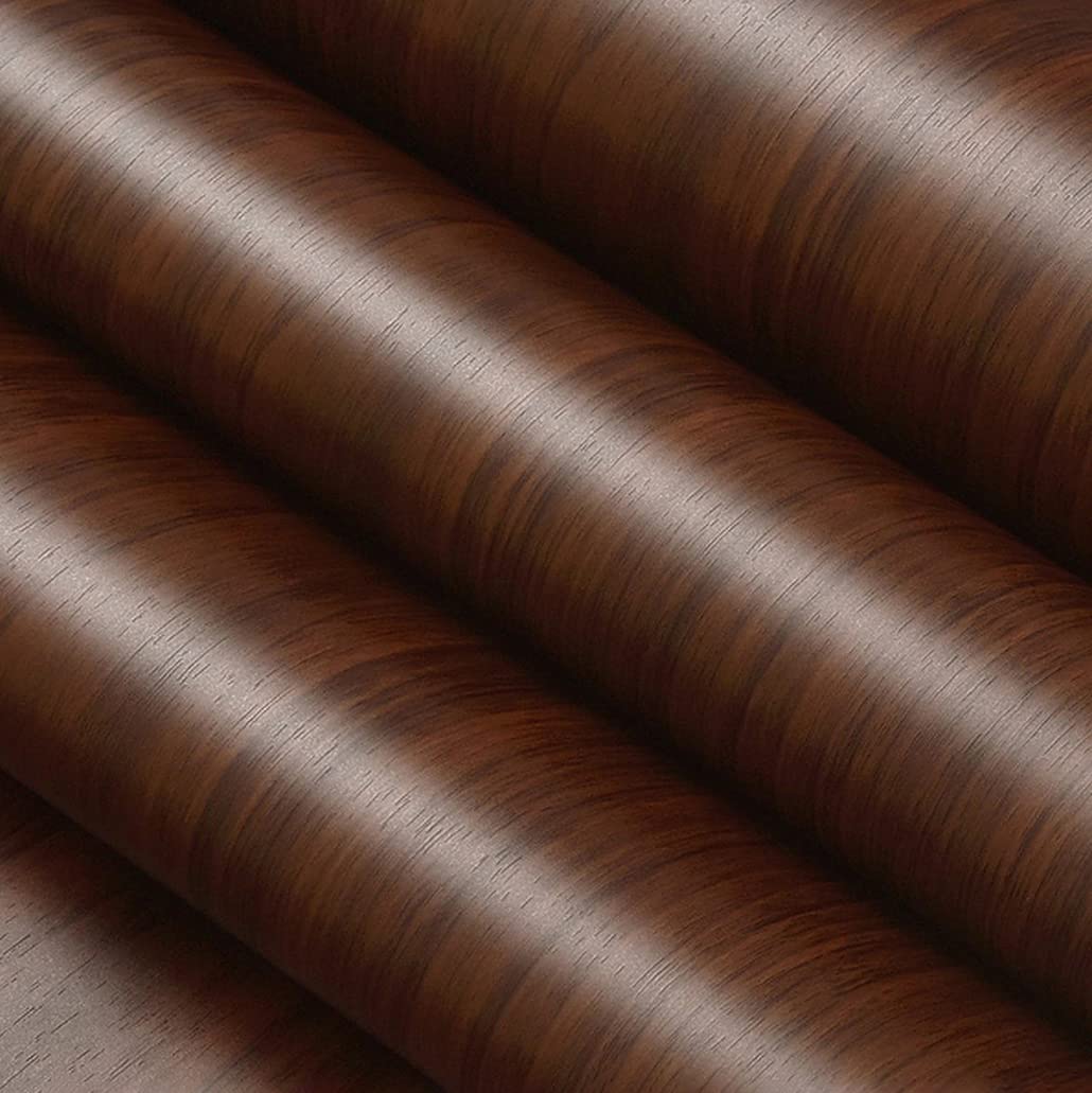 wolpin Wood Door Wallpaper 45 x 300 CM (Mahogany Brown) | DIY Self Adhesive Vinyl for Door Furniture Almirah Table Top Wardrobe | PVC Shelf Liner Contact Paper for Home Décor Kitchen Cupboard