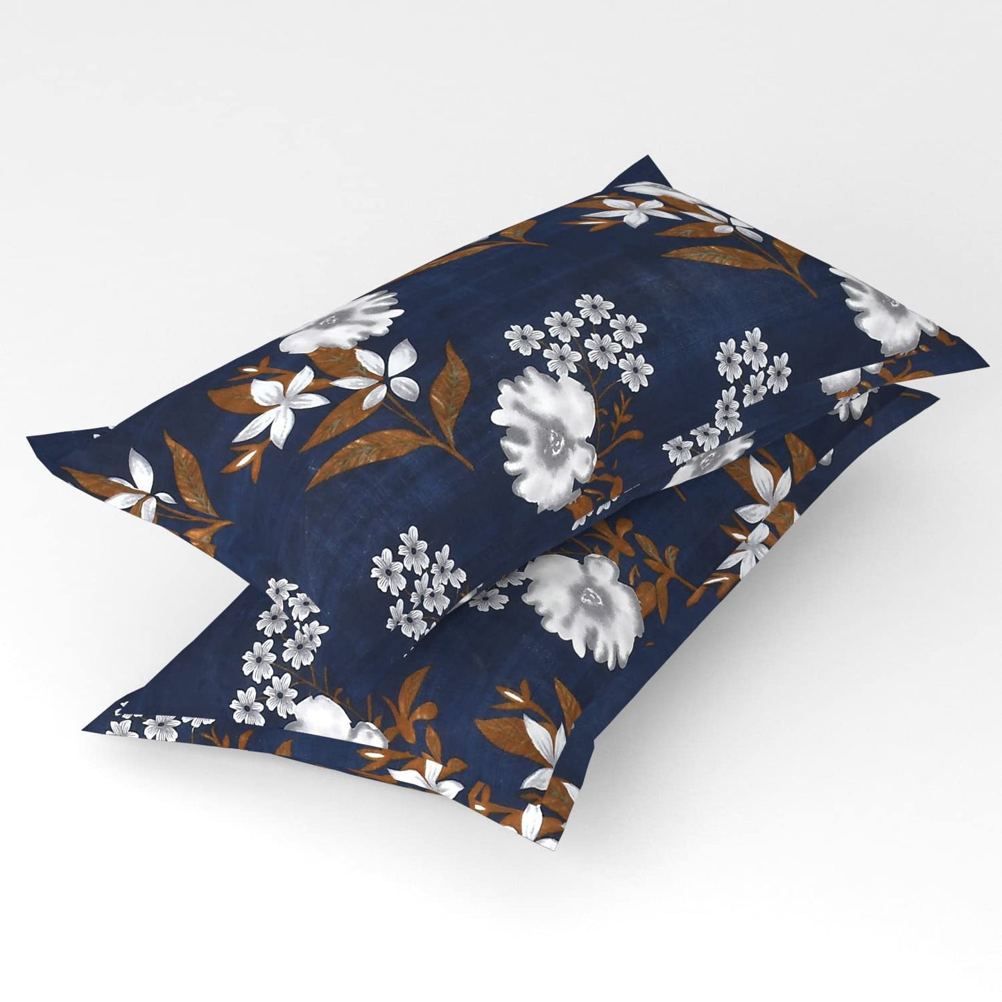 BSB HOME 100% Cotton CloudTouch Double Bed Bedsheet Set | 144 TC Soft & Breathable | Mint Green Floral & Beige Leaves with 2 Pillow Covers | Wrinkle Free | for Bedroom (90 x 90 Inches)