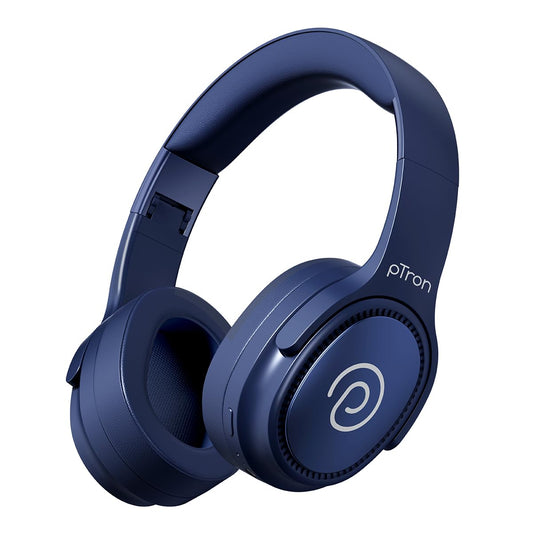 pTron Studio Pro w/ 65Hrs Playtime, Wireless Over Ear Headphones w/HD Mic & TruTalk AI-ENC Calls, Low-Latency Game & Music, 40mm Drivers, BT5.4, Dual Device Pairing & Type-C Fast Charging (Beige)