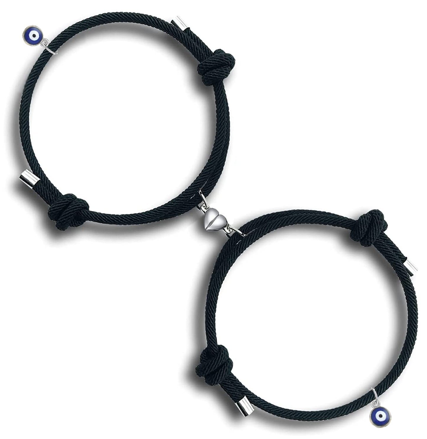 tekme 2PCS Set Magnetic Couple Bracelets for Women Men, Stainless Steel Heart Shaped with Sun and Moon Attraction Matching Bracelet Gifts for Lover/Friend, Gift for Valentine Day