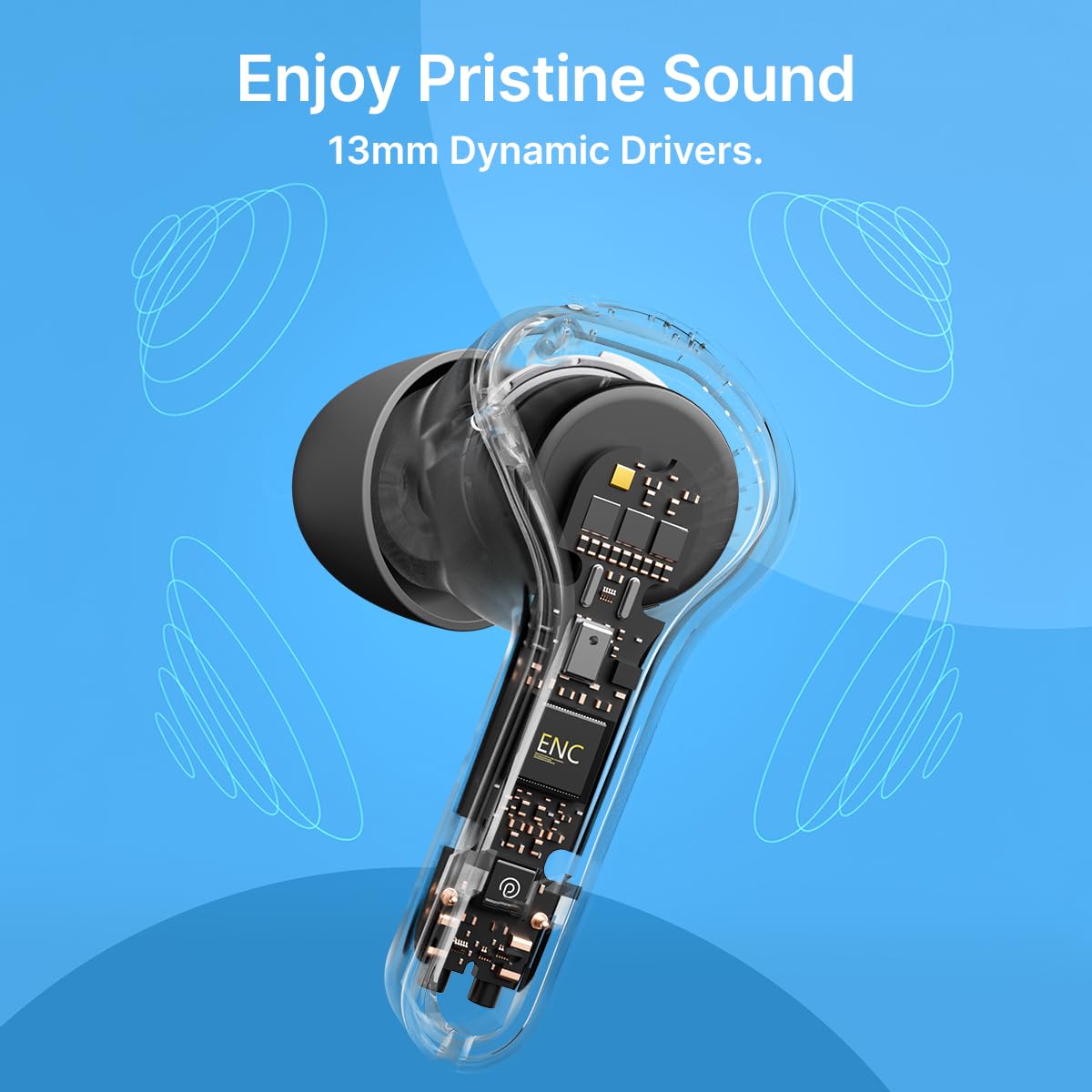 pTron Bassbuds NX TWS Ear Buds w/Smart Touch Display, 55hrs Playtime, Dual Mics, TruTalk AI-ENC Calls, 5 Music Equalisers, BTv6.0, Voice Assistant, Type C Charging, IPX5 Water Resistant (Pearl Black)
