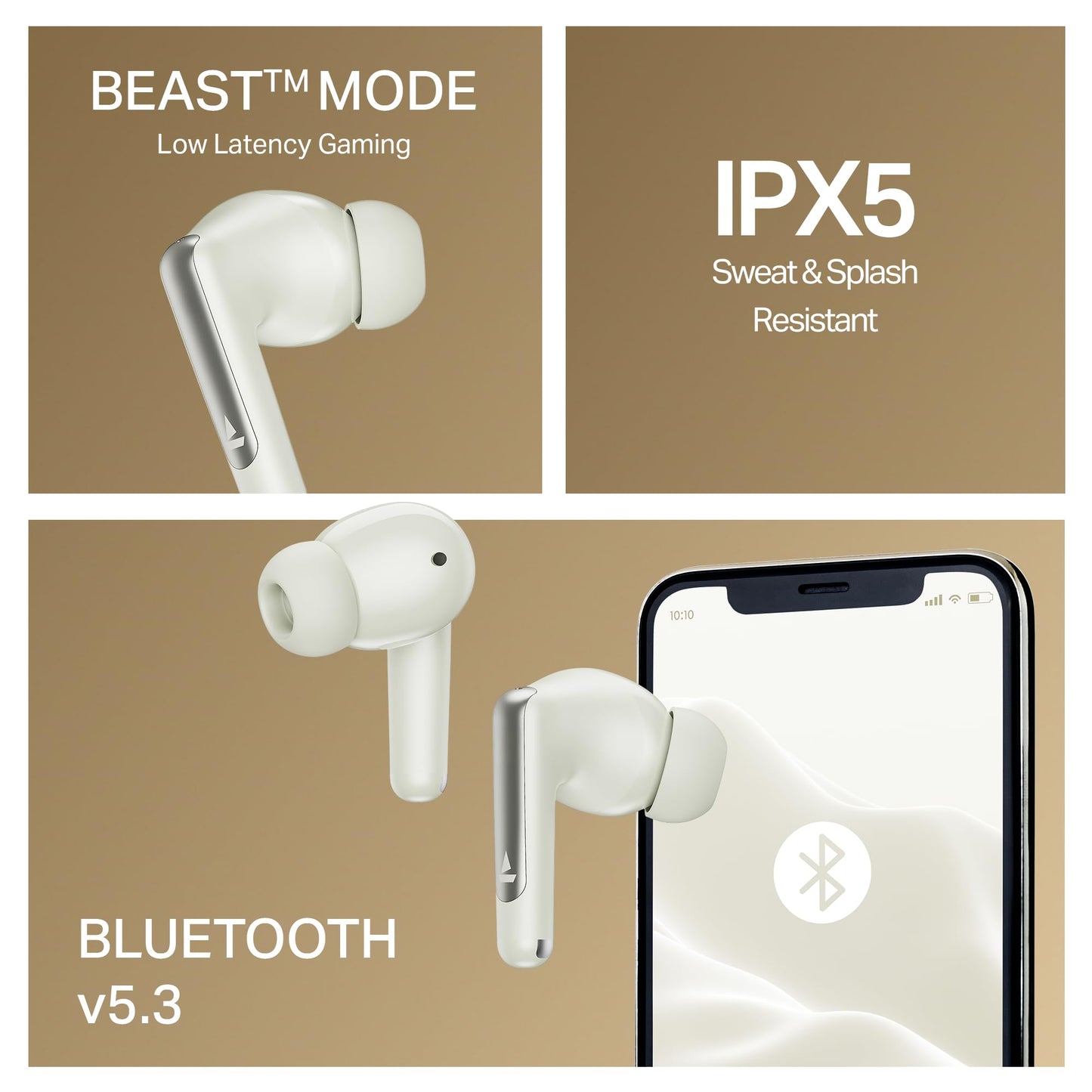 Boat Airdopes 141 Gen 2, 4 Mics ENx Tech, 48 Hrs Playback, Free Music Streaming, Fast Charge, Low Latency, IPX4, v5.4 Bluetooth Earbuds, TWS Ear Buds Wireless Earphones with mic (Active White)