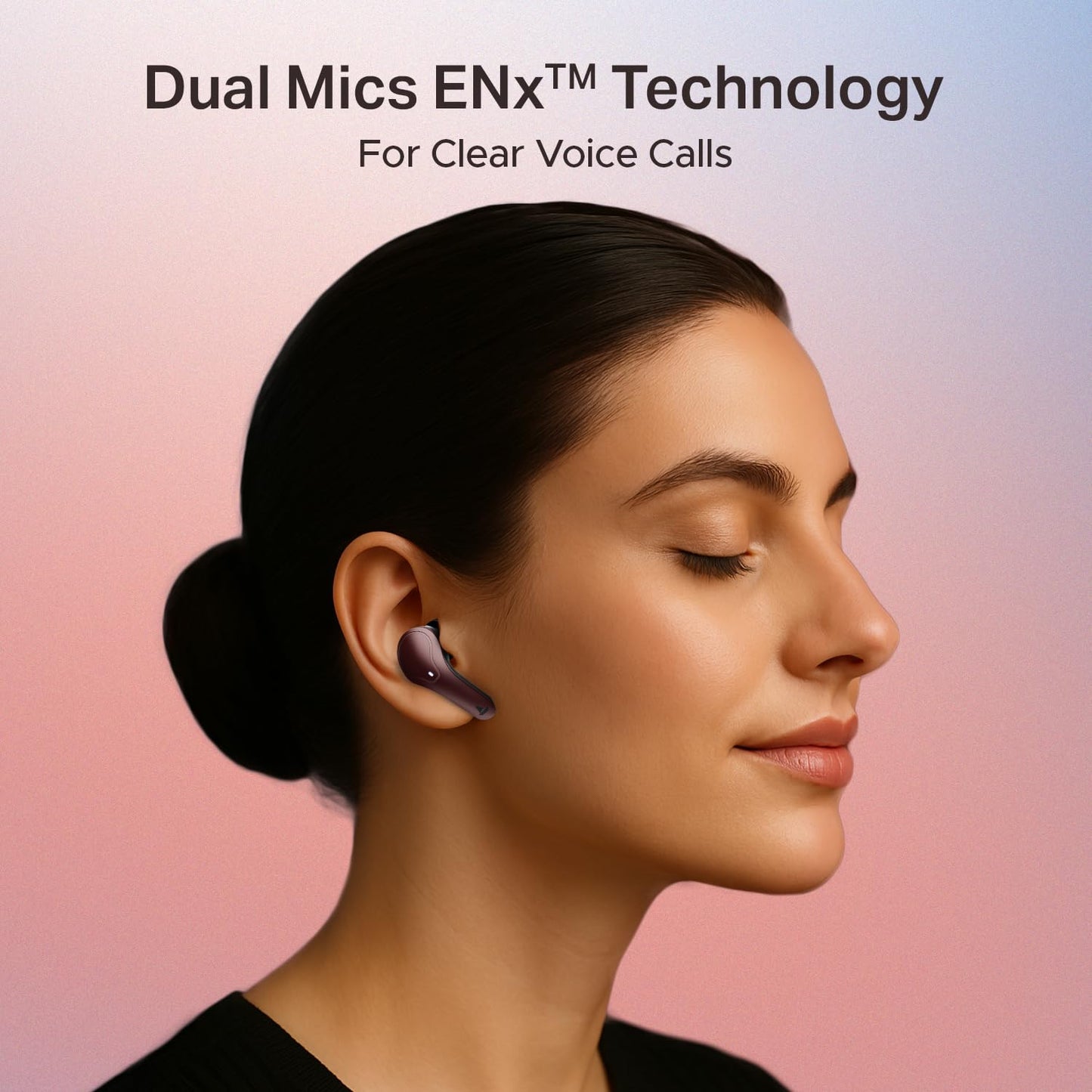 Boat Airdopes Plus 311, Glass Design, ENx Tech, Fast Charge, 50 Hrs Battery, Stream Ad Free Music via App Support Bluetooth Earbuds, TWS Ear Buds Wireless Earphones with mic (Charcoal Black)