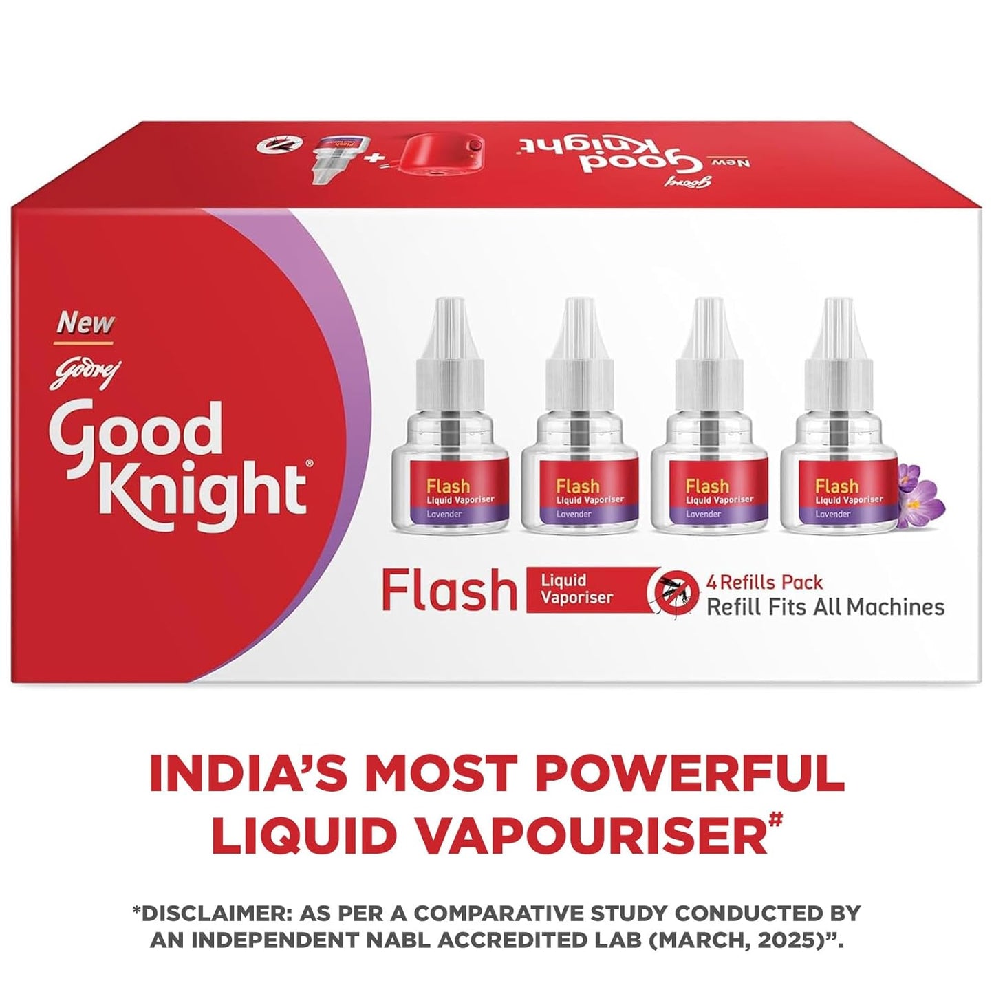 Good Knight Flash Liquid Vaporiser | Pack Of 4 (45ml Each) | Lavender Fragrance | 2x Faster Than Before | Mosquito Repellent Refill | India s Most Powerful Liquid Vaporizer