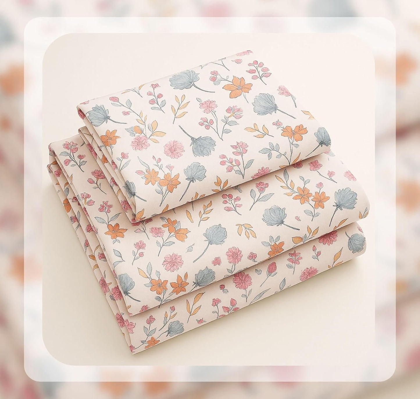 BSB HOME 100% Cotton CloudTouch Double Bed Bedsheet Set | 144 TC Soft & Breathable | Mint Green Floral & Beige Leaves with 2 Pillow Covers | Wrinkle Free | for Bedroom (90 x 90 Inches)