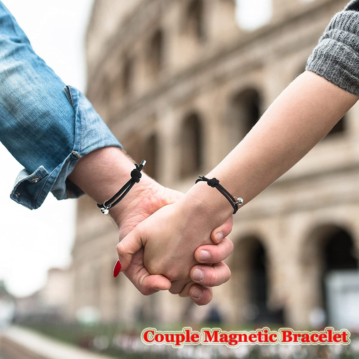 tekme 2PCS Set Magnetic Couple Bracelets for Women Men, Stainless Steel Heart Shaped with Sun and Moon Attraction Matching Bracelet Gifts for Lover/Friend, Gift for Valentine Day