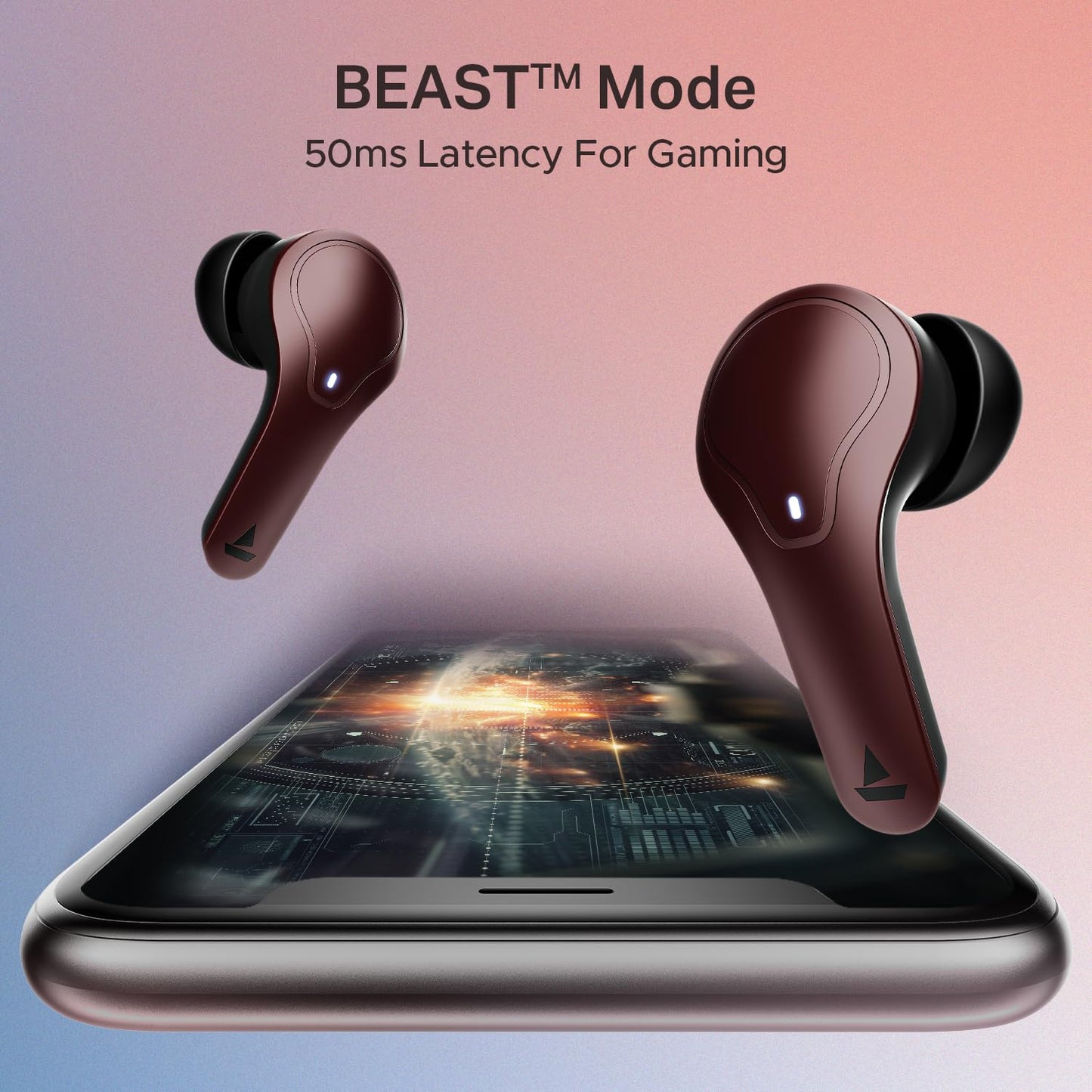 Boat Airdopes Plus 311, Glass Design, ENx Tech, Fast Charge, 50 Hrs Battery, Stream Ad Free Music via App Support Bluetooth Earbuds, TWS Ear Buds Wireless Earphones with mic (Charcoal Black)
