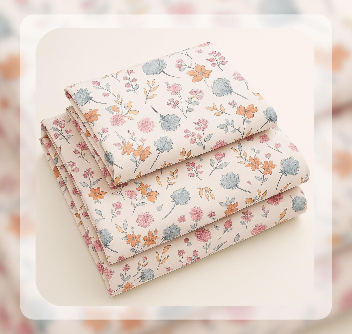 BSB HOME 100% Cotton CloudTouch Double Bed Bedsheet Set | 144 TC Soft & Breathable | Mint Green Floral & Beige Leaves with 2 Pillow Covers | Wrinkle Free | for Bedroom (90 x 90 Inches)