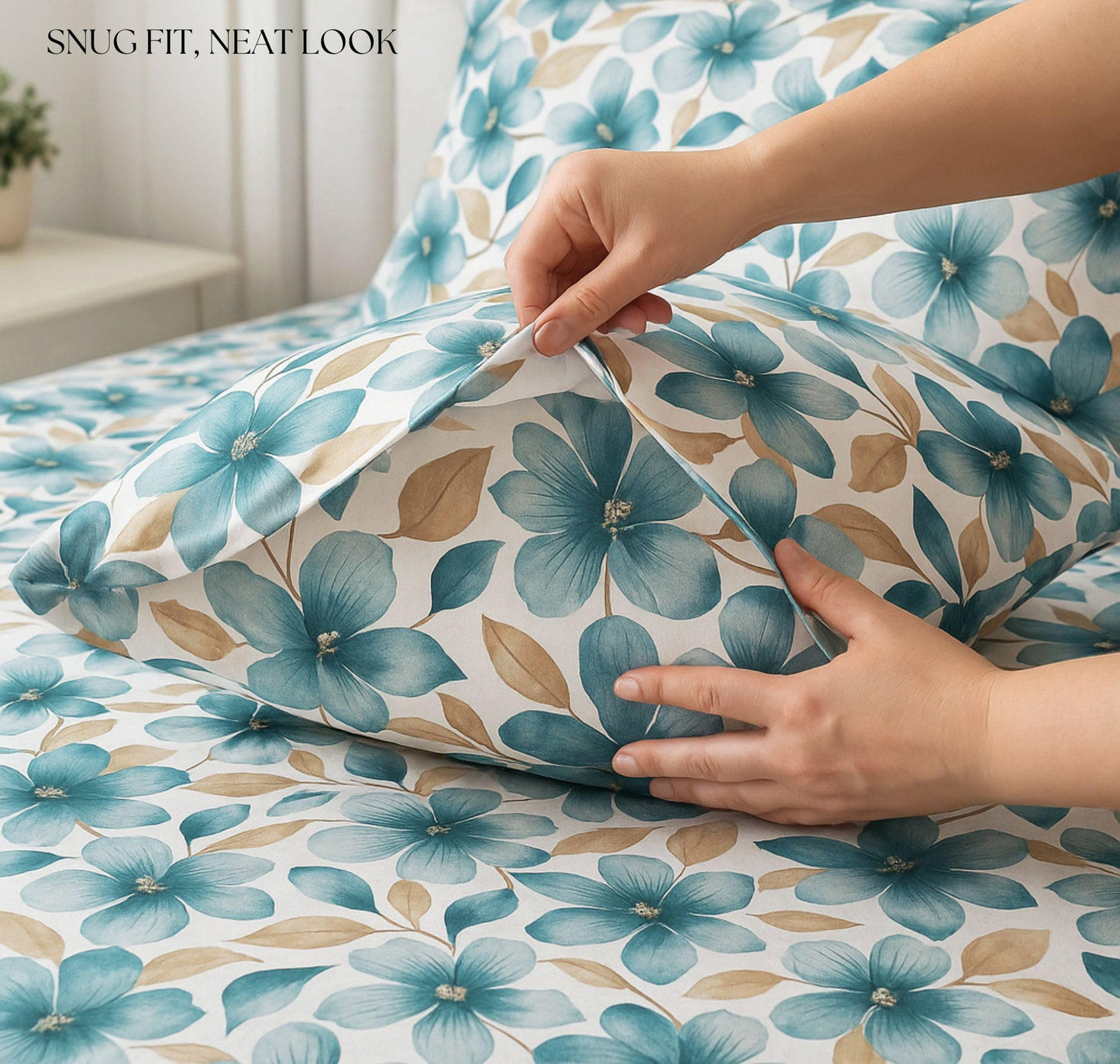 VAS COLLECTIONS Cloud Cotton Double Bedsheet 180 TC | Soft & Breathable Cotton Bedding Set with 2 Pillow Covers | Elegant Floral Printed Bed Sheet for Bedroom & Home | 90 x 90 Inches (Botanical Sage)