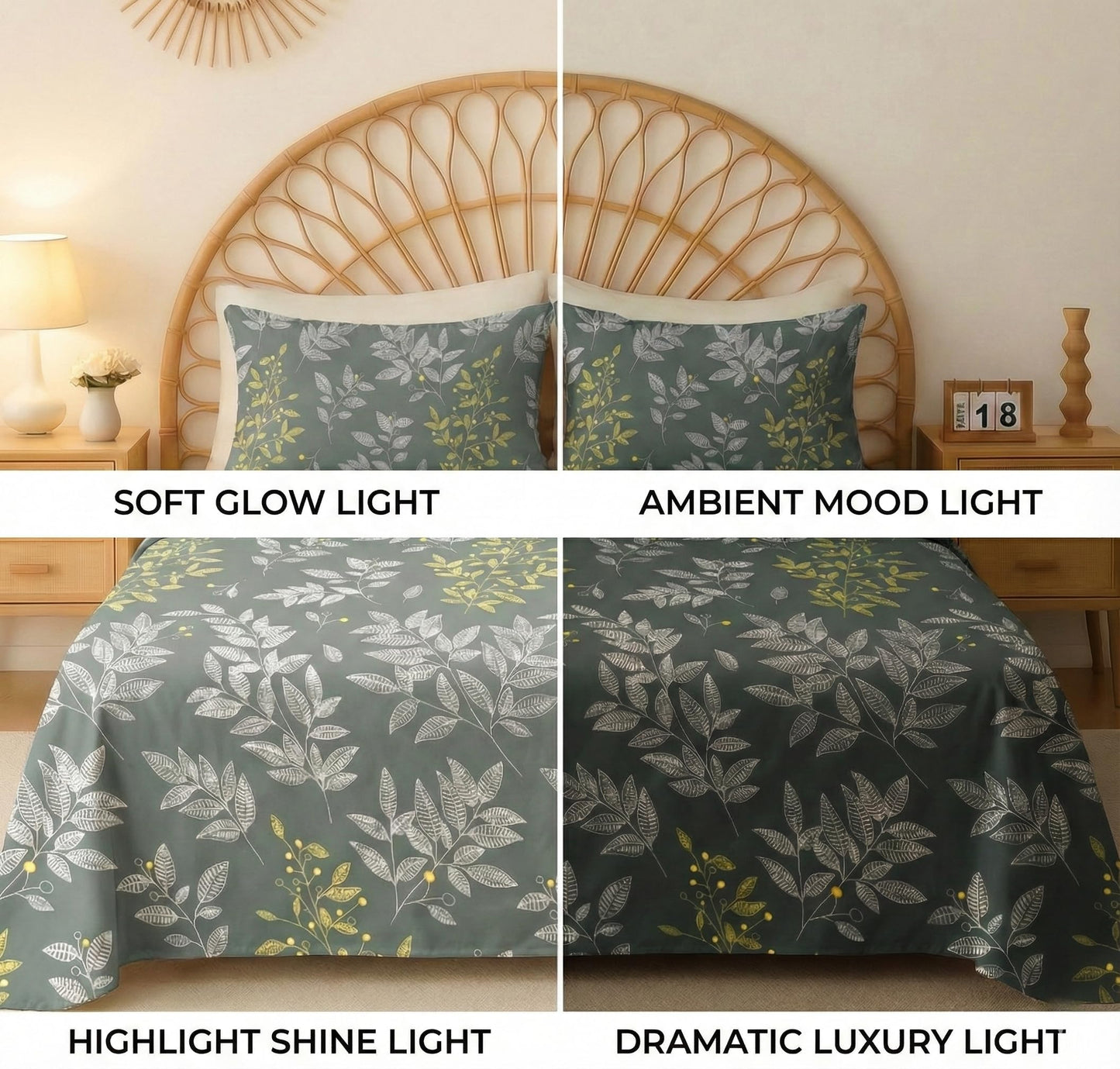 VAS COLLECTIONS Cloud Cotton Double Bedsheet 180 TC | Soft & Breathable Cotton Bedding Set with 2 Pillow Covers | Elegant Floral Printed Bed Sheet for Bedroom & Home | 90 x 90 Inches (Botanical Sage)