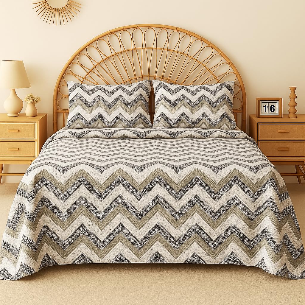 VAS COLLECTIONS Cloud Cotton Double Bedsheet 180 TC | Soft & Breathable Cotton Bedding Set with 2 Pillow Covers | Elegant Floral Printed Bed Sheet for Bedroom & Home | 90 x 90 Inches (Botanical Sage)