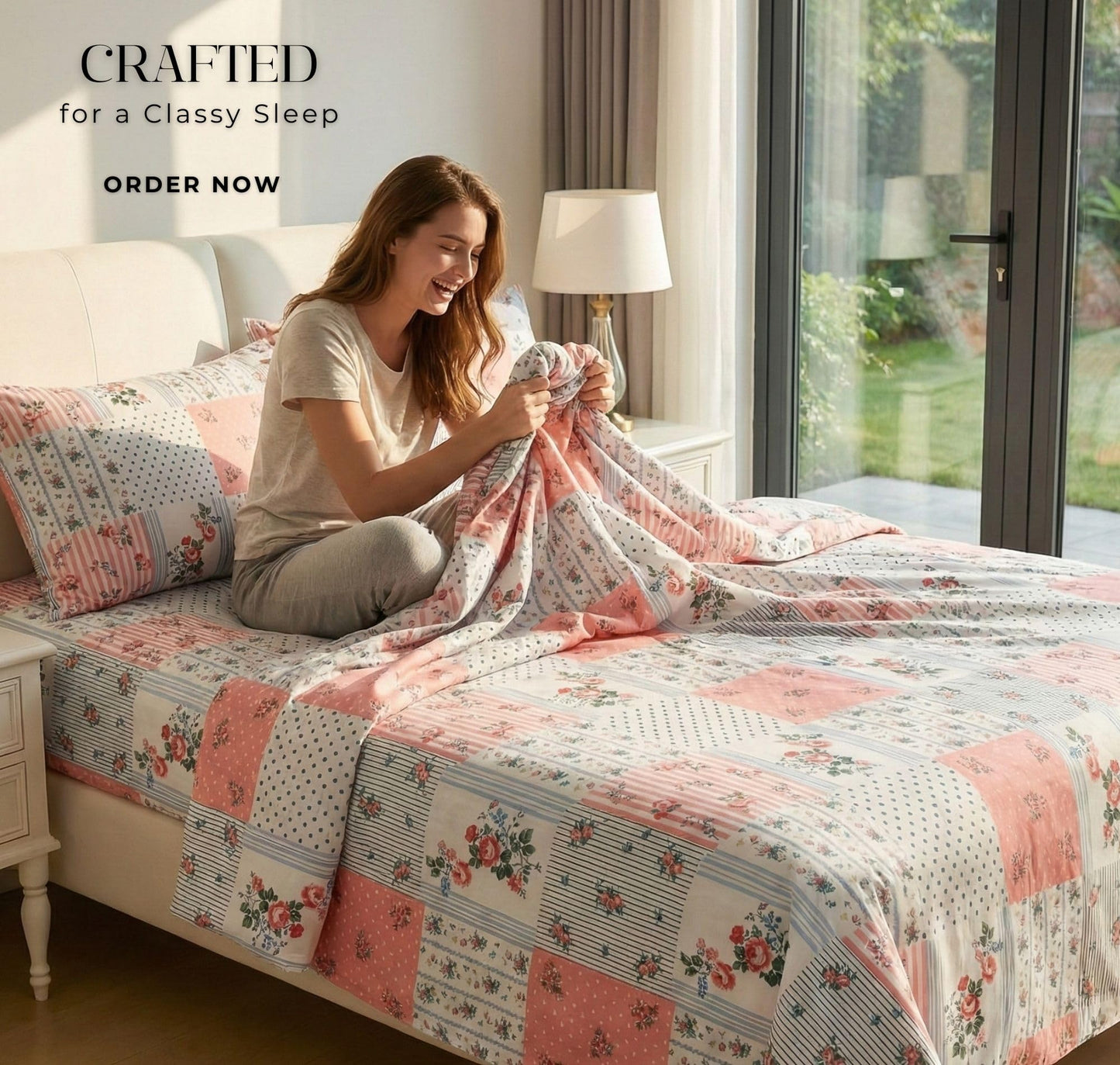 BSB HOME 100% Cotton CloudTouch Double Bed Bedsheet Set | 144 TC Soft & Breathable | Mint Green Floral & Beige Leaves with 2 Pillow Covers | Wrinkle Free | for Bedroom (90 x 90 Inches)