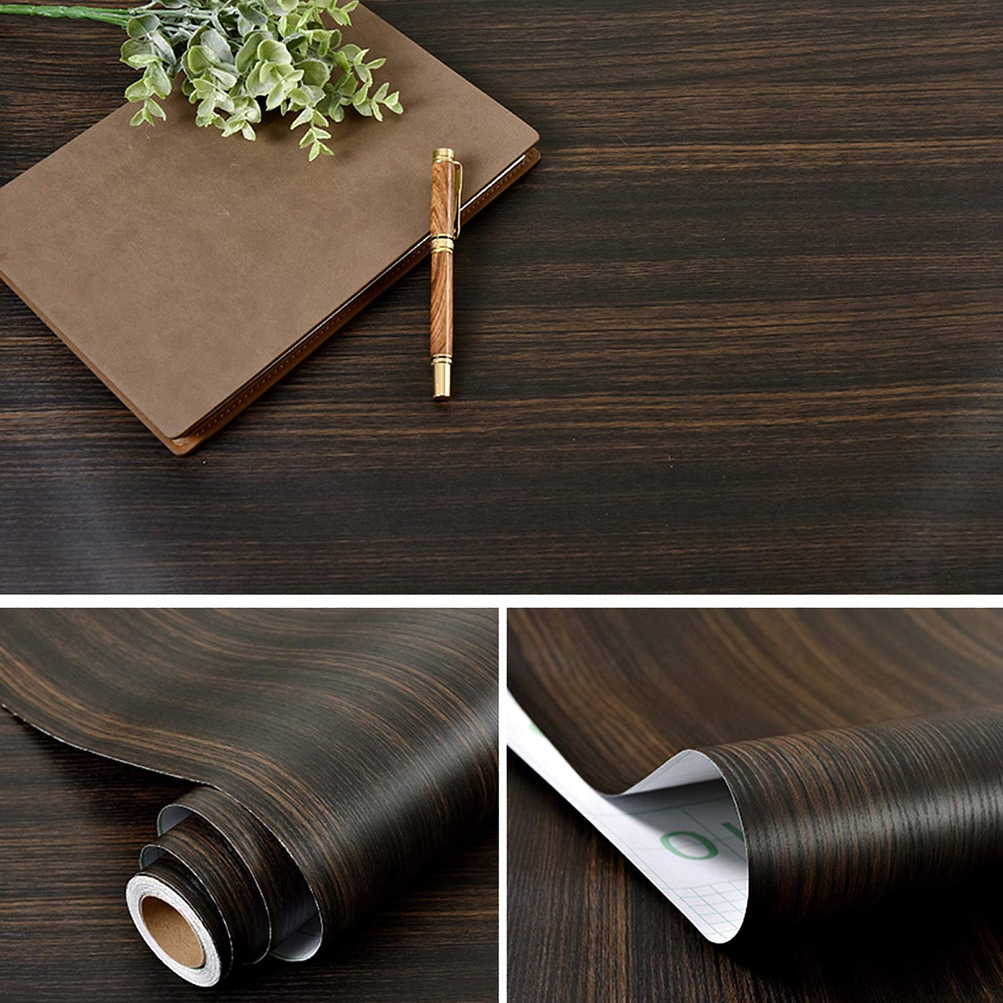 wolpin Wood Door Wallpaper 45 x 300 CM (Mahogany Brown) | DIY Self Adhesive Vinyl for Door Furniture Almirah Table Top Wardrobe | PVC Shelf Liner Contact Paper for Home Décor Kitchen Cupboard
