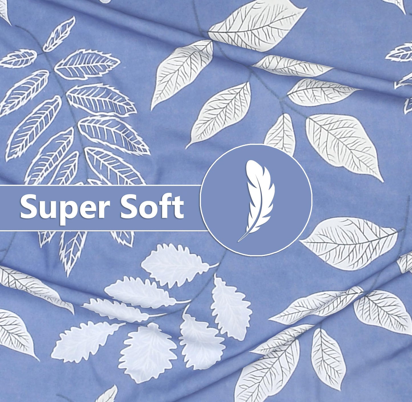 VAS COLLECTIONS Premium Cotton Elastic Fitted Double Bedsheet Set – 160-210 TC, 72 x 68 + 6 Inches | Wrinkle-Free, Breathable, with 2 Pillow Covers | Corner Fitted Sheet (Off White & Blue)