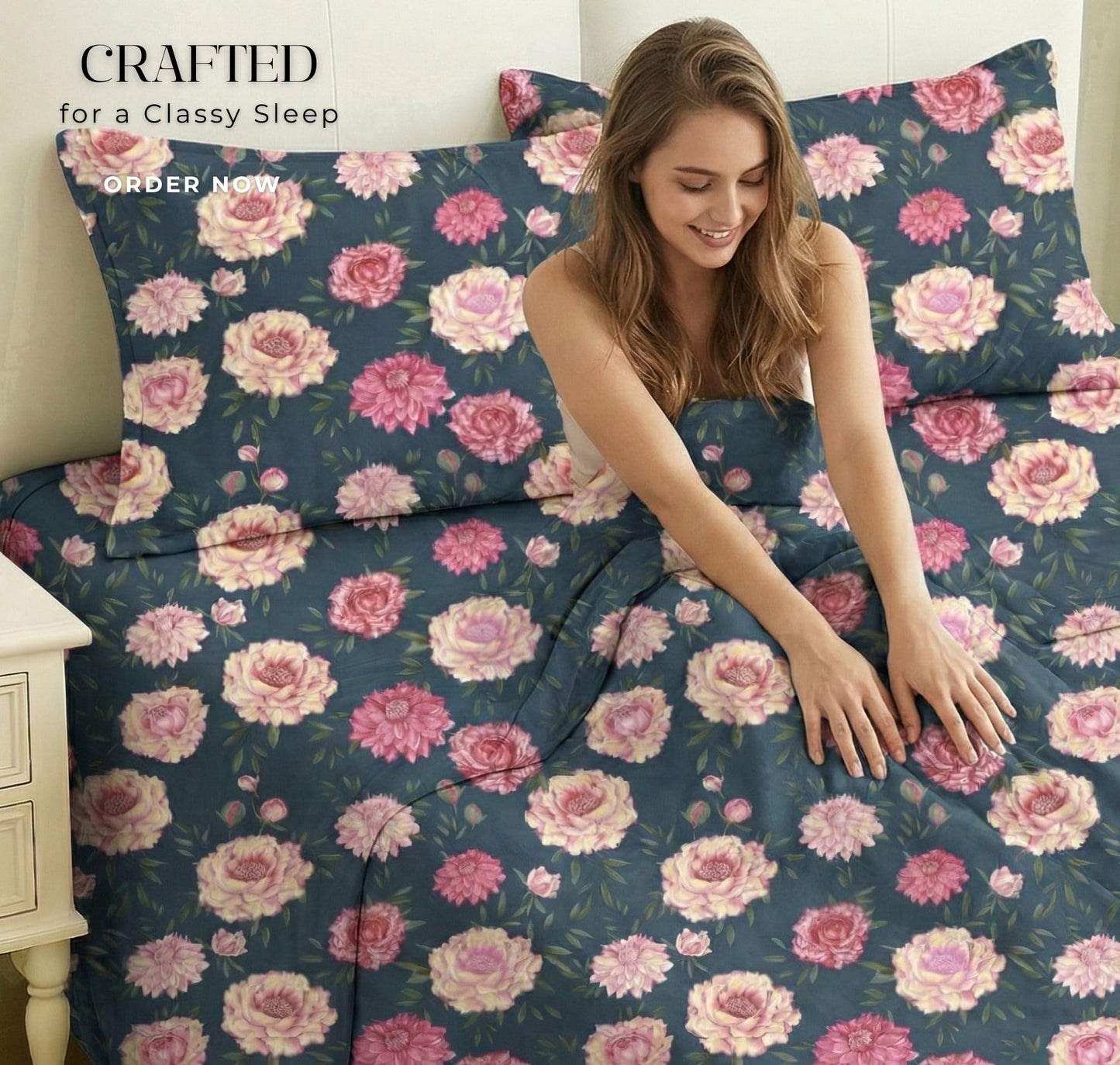VAS COLLECTIONS Cloud Cotton Double Bedsheet 180 TC | Soft & Breathable Cotton Bedding Set with 2 Pillow Covers | Elegant Floral Printed Bed Sheet for Bedroom & Home | 90 x 90 Inches (Botanical Sage)
