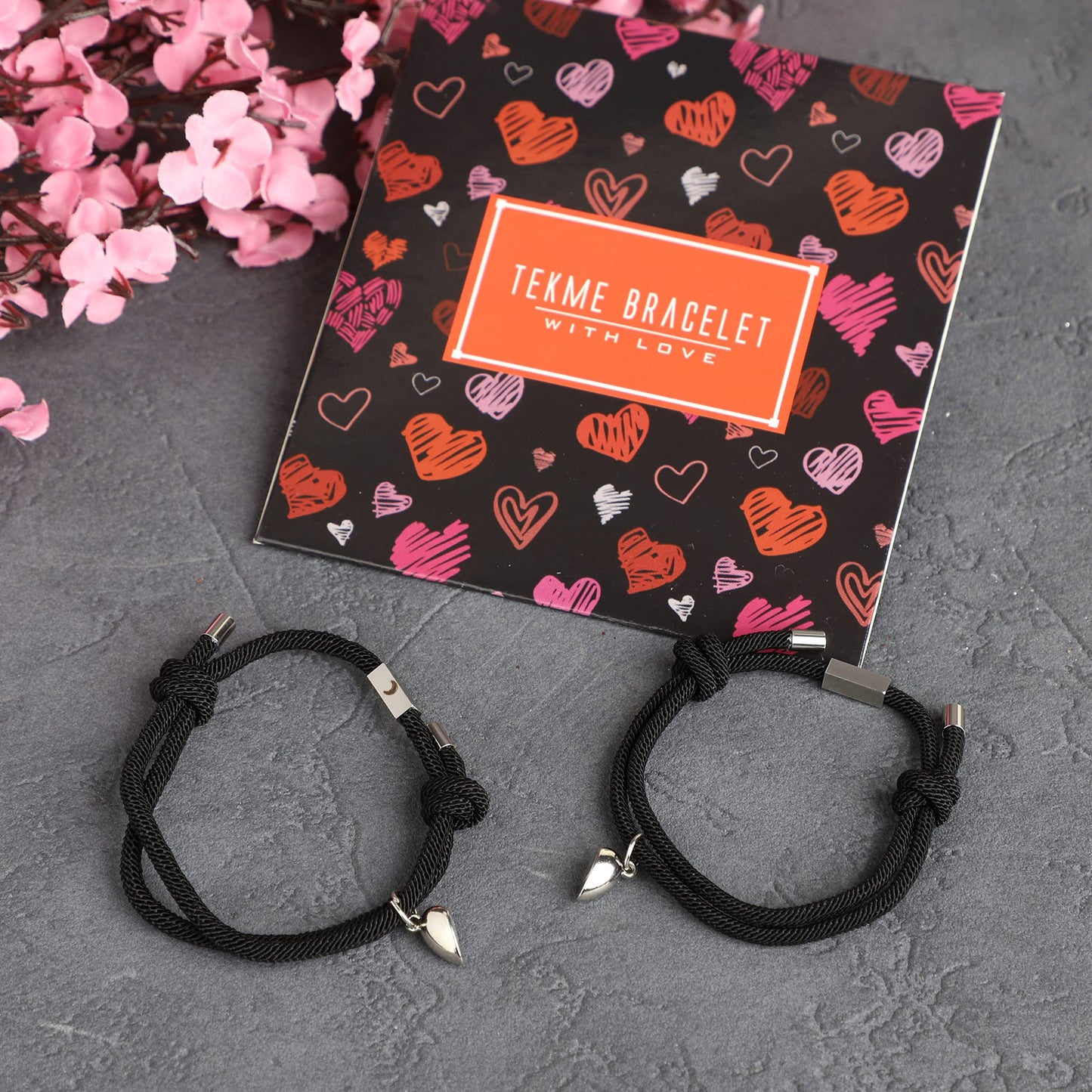 tekme 2PCS Set Magnetic Couple Bracelets for Women Men, Stainless Steel Heart Shaped with Sun and Moon Attraction Matching Bracelet Gifts for Lover/Friend, Gift for Valentine Day