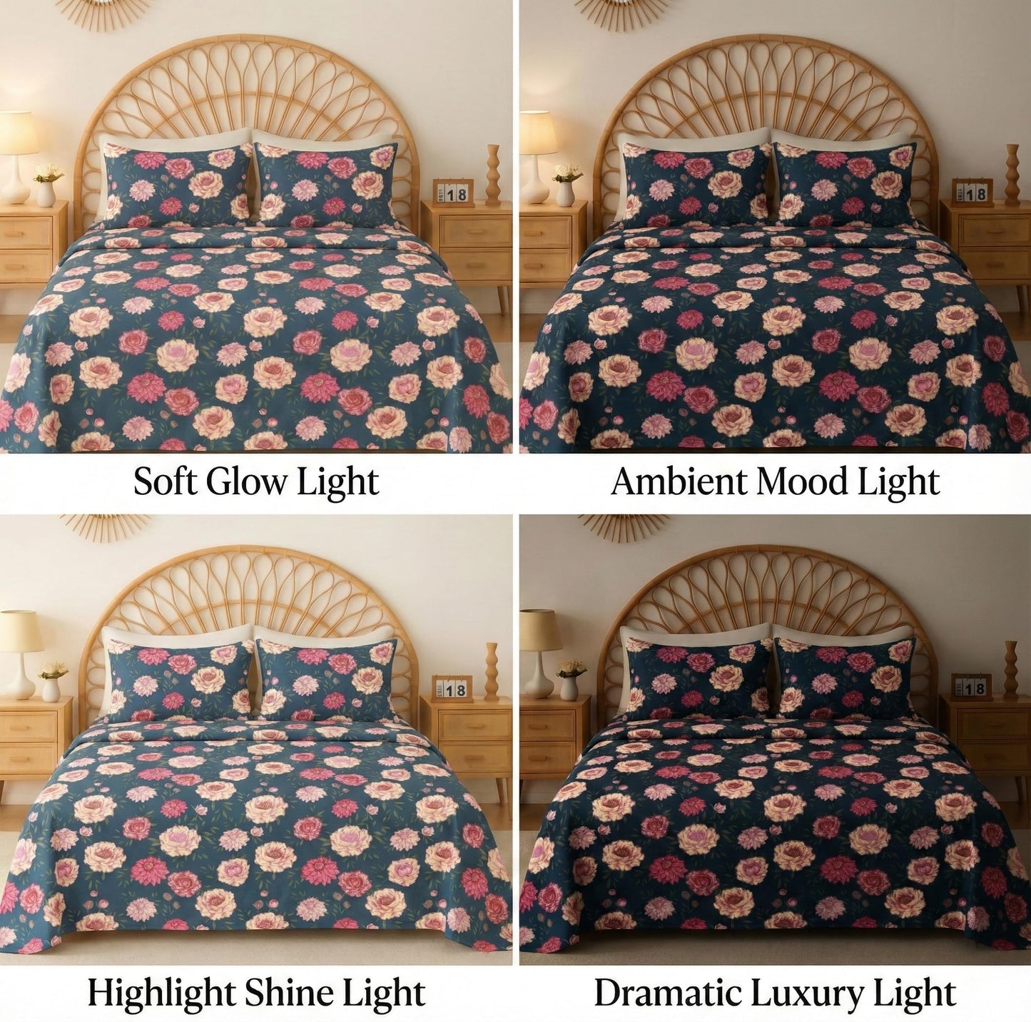 VAS COLLECTIONS Cloud Cotton Double Bedsheet 180 TC | Soft & Breathable Cotton Bedding Set with 2 Pillow Covers | Elegant Floral Printed Bed Sheet for Bedroom & Home | 90 x 90 Inches (Botanical Sage)