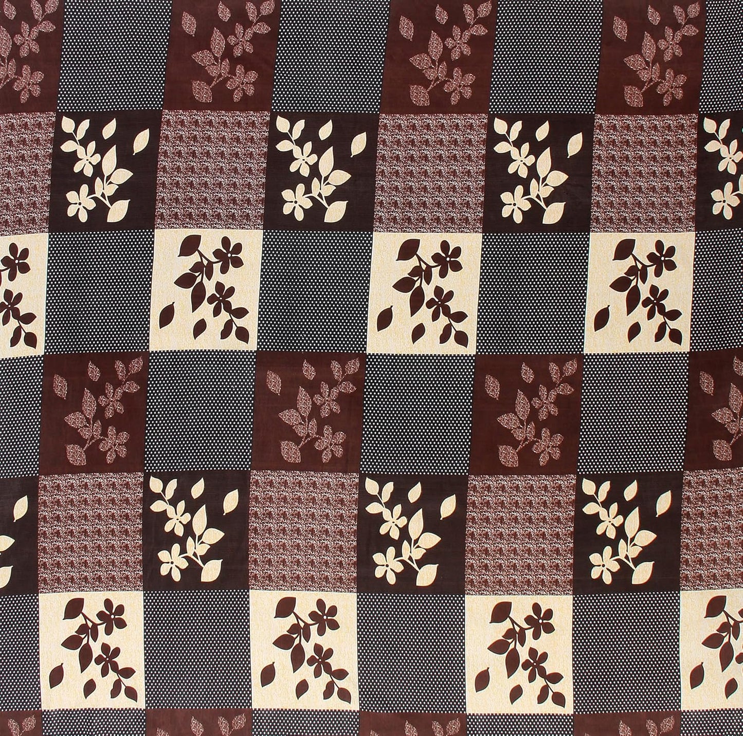 Decorum Earthy Floral Block Patch Double Bedsheet Set | Warm Tone Designer Bedsheet | Cotton Blend with Matching Pillow Covers