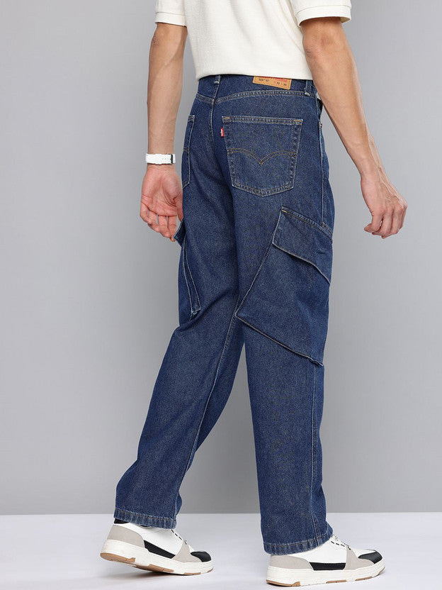 Men Straight Fit Mid Rise Blue Jeans