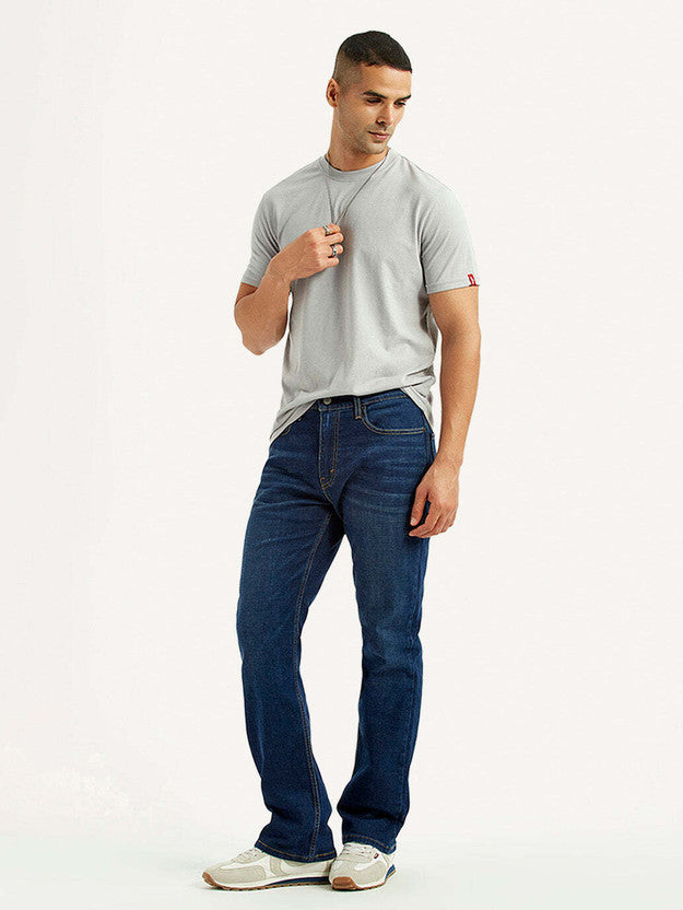 Men Straight Fit Mid Rise Blue Jeans
