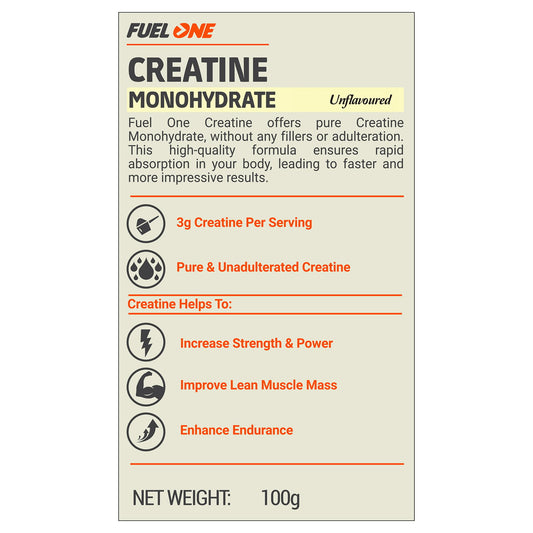 Fuel One Creatine Monohydrate, 100 g (0.22 lb) Unflavoured